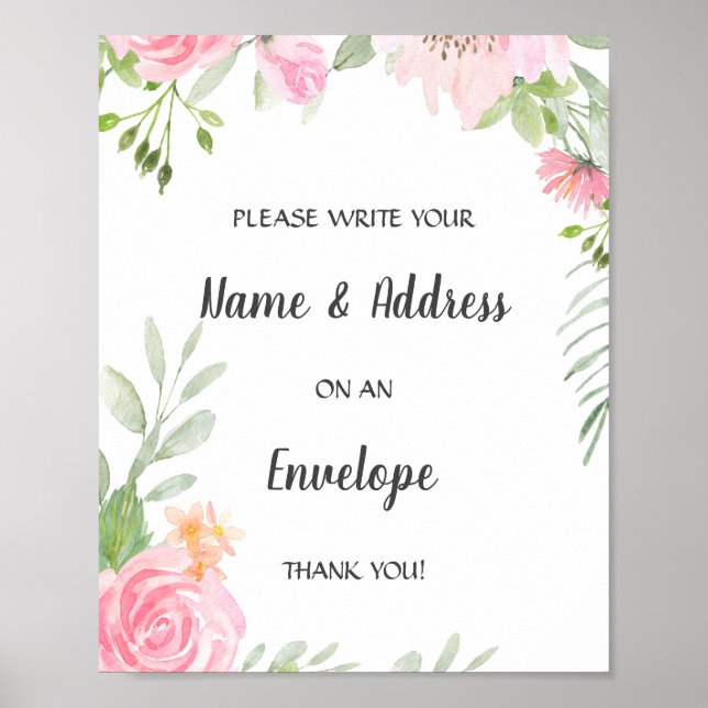Póster Blush Peonies Baby Shower Address Envelope (Frente)