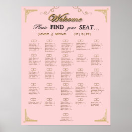 Póster Blush Pink Champagne Gold Wedding Seating Chart
