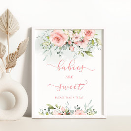 Póster Blush pink floral Babies are sweet