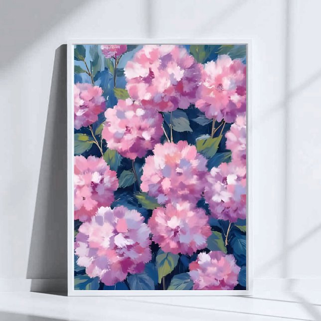 Póster Blush Pink Hydrangeas Floral Watercolor Art (Subido por el creador)
