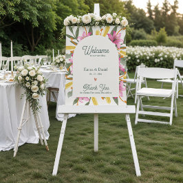 Póster Blush Pink Lily Arched Floral Wedding Welcome