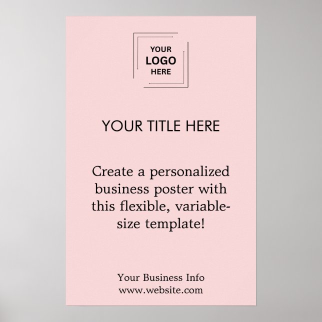 Póster Blush Rosa Logotipo Empresarial Profesional Promoc (Frente)
