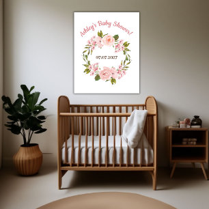 Póster Blush Rose Watercolor Floral Baby Shower