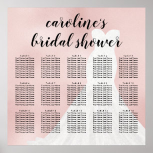 Póster Blushing Blush Bride Dress Bridal Seating Chart