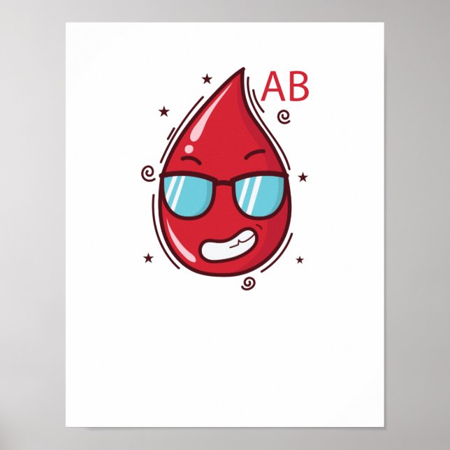 Póster Bluttropfen mit Sonnenbrille Blutgruppe AB (Frente)