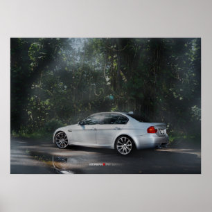 Póster BMW M3 E90 en la niebla