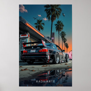 Póster BMW M3 Night Drive Boardwalk Art Poster