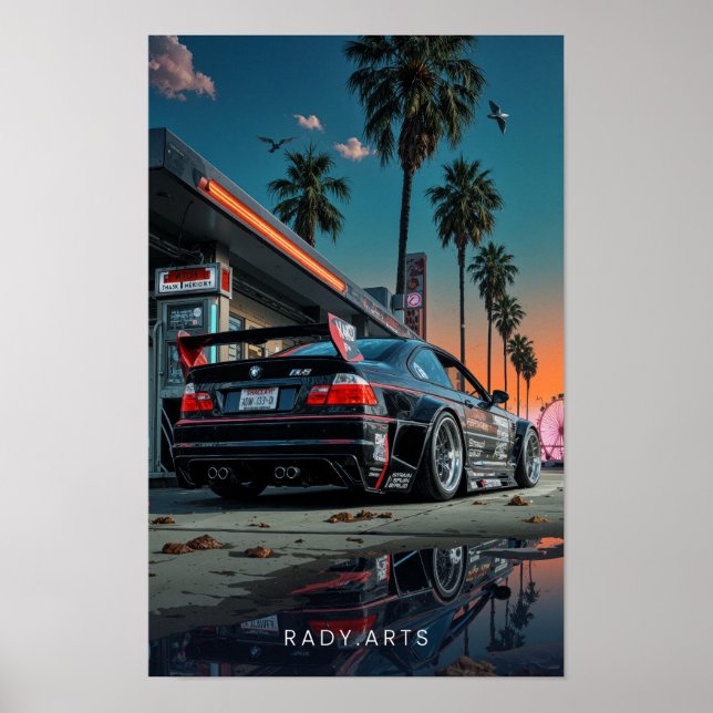 Póster BMW M3 Night Drive Boardwalk Art Poster (Frente)
