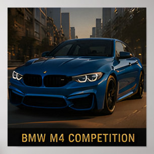 Póster BMW M4 Competition Moderno Coche Deportivo Alemán