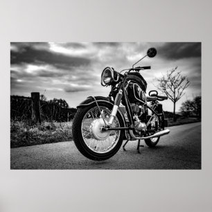 Póster BMW Motorcycle Poster blanco y negro