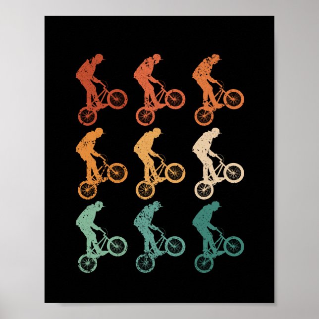Póster BMX Bicycle Biker Vintage Wheely Bike Motocross (Frente)
