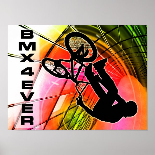 Póster BMX en líneas y círculos BMX 4 siempre (Frente)