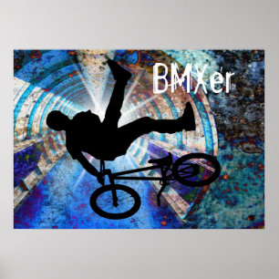 Póster BMX en un túnel de Grunge