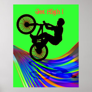 Póster BMX sobre el camino arcoiris