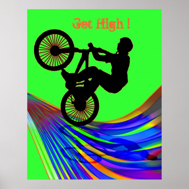 Póster BMX sobre el camino arcoiris (Frente)