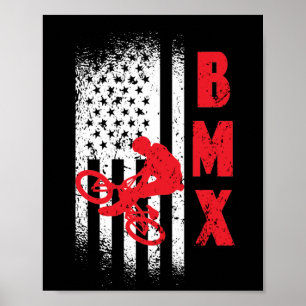 Póster BMX USA America flag sport fan bike cycling