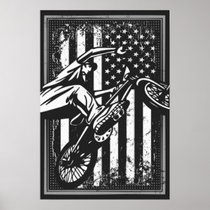 Póster Bmx Usa - Bandera Estadounidense - Poster Bmx