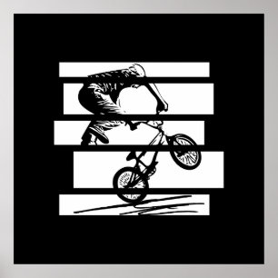 Póster BMX Wheelie Silhouette Urban Lines