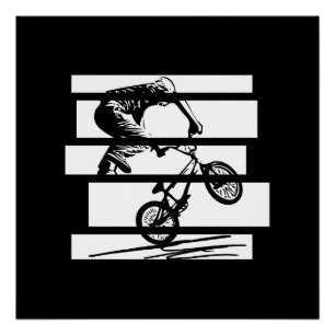 Póster BMX Wheelie Silhouette Urban Lines