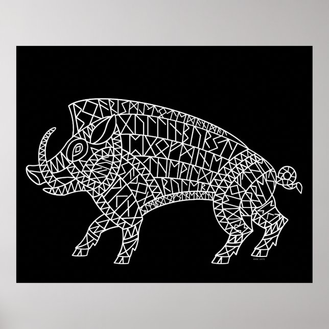 Póster Boar salvaje con carreras (Frente)