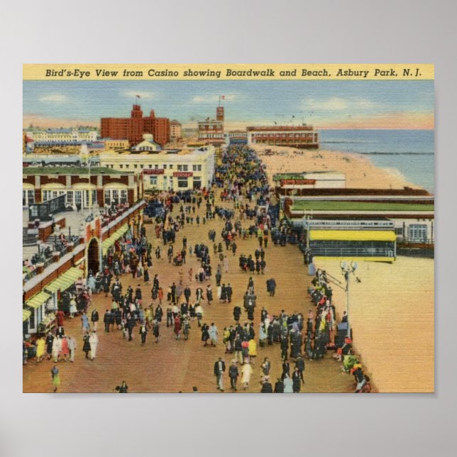 Póster Boardwalk, Asbury Park, New Jersey Vintage (Frente)