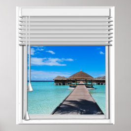 Póster Boardwalk Pier Sea View Fake Window Con Ciegas