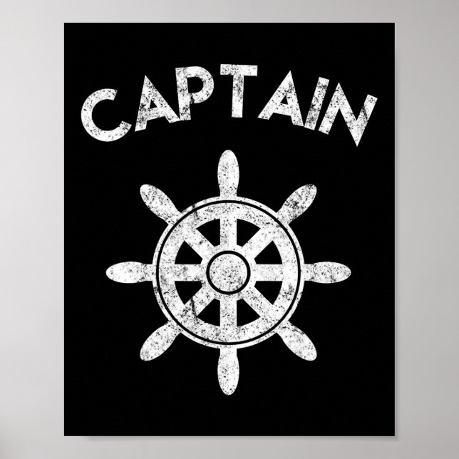 Póster Boat Captain Wheel Sailboat Boating Sailor Gifts  (Frente)