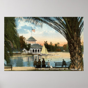 Póster Boat House, Westlake Park Los Angeles 1914 Vintage