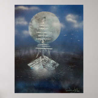Póster Boat in moonlight