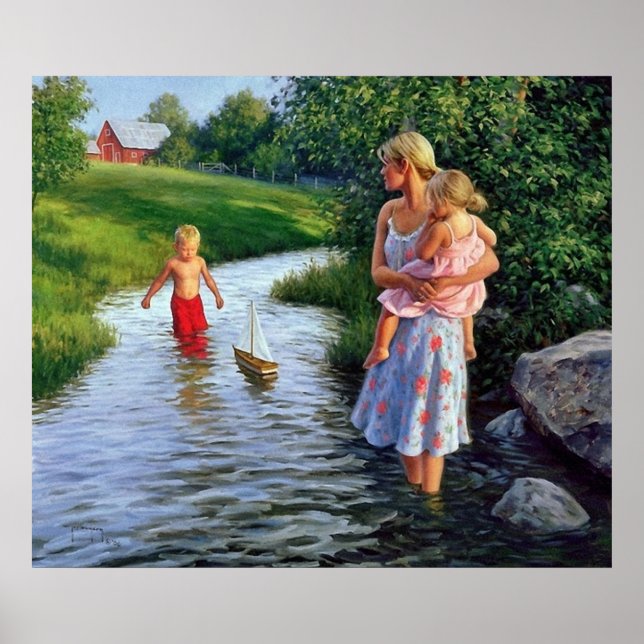 Póster boat on a river artwork (Frente)