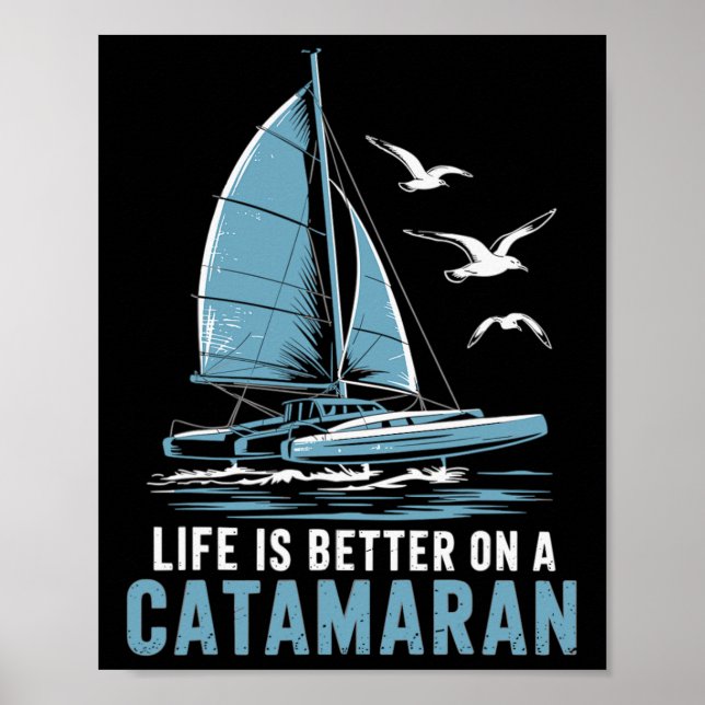 Póster Boat Sailing Boating Sailor Catamaran Sailing  (Frente)