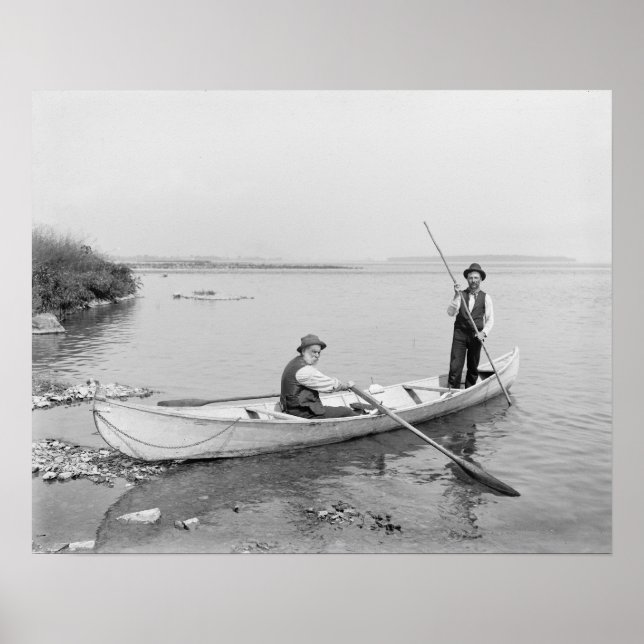 Póster Boatmen del río San Lorenzo, 1890. Foto de cosecha (Frente)