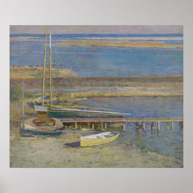 Póster Boats at a Landing (New England Landscape) (Frente)