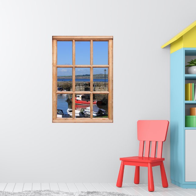 Póster Boats in the Harbor - Fake Window Fiew (Guardería 1)