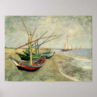 Póster Boats on the Beach at Saintes-Maries