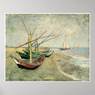 Póster Boats on the Beach at Saintes-Maries, 1888