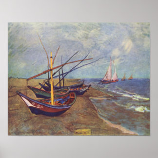Póster Boats painted by Vincent van Gogh Reprint