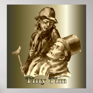 Póster Bob Cratchit y los pequeños Navidades Tim Carol
