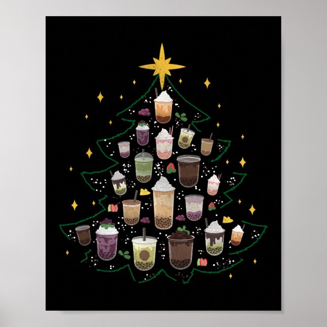 Póster Boba Bubble Tea Christmas Tree (Frente)