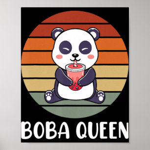 Póster Boba Queen Bubble Tea japonés Cute Panda Anime Ka