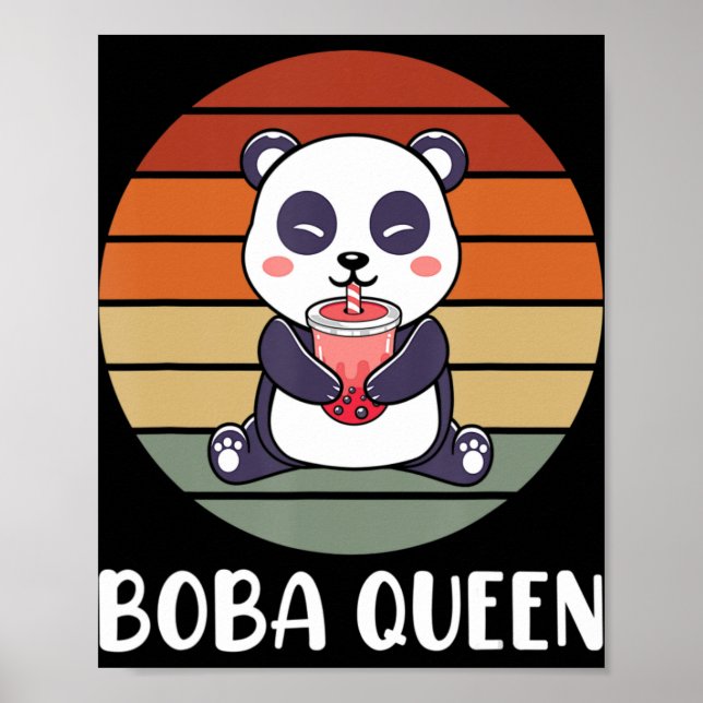 Póster Boba Queen Bubble Tea japonés Cute Panda Anime Ka (Frente)