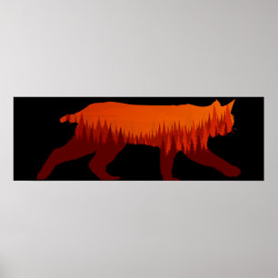 Póster Bobcat Lynx Forest Tree Landscape WilderSun