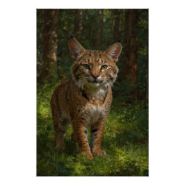 Póster Bobcat Youngster y Forest Trail