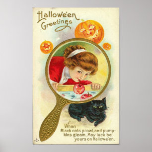 Póster Bobinado de niño en espejo para manzanas