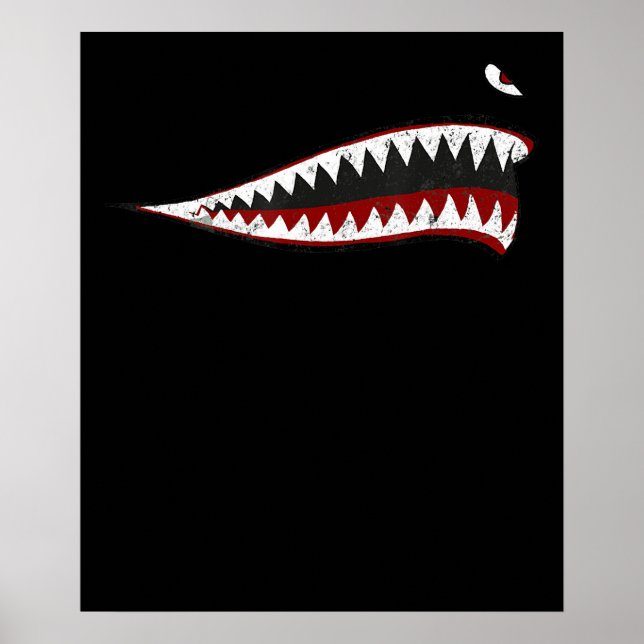 Póster Boca De Tigres Voladores Tiburones - Regalos Para  (Frente)