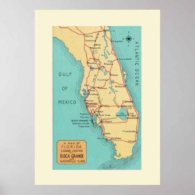 Póster Boca Grande Florida 20x28 (Frente)