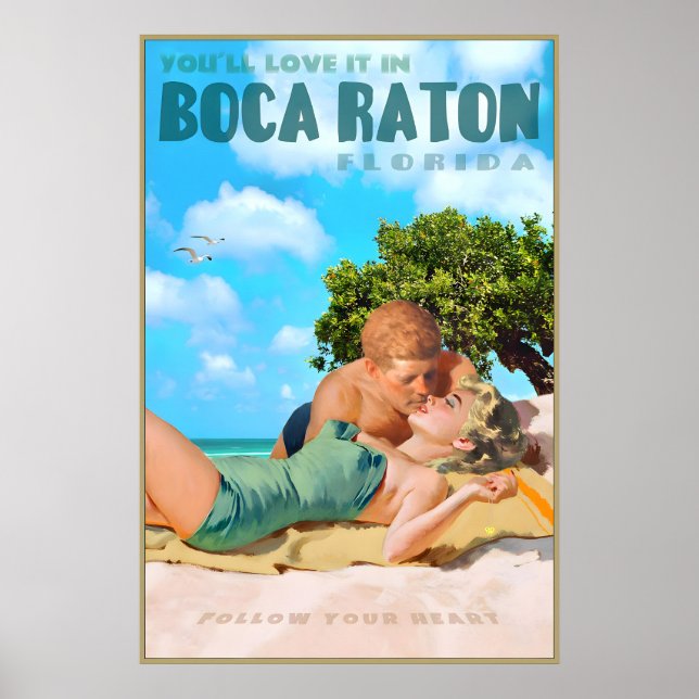Póster Boca Raton Florida Marilyn Monroe John Kennedy (Frente)