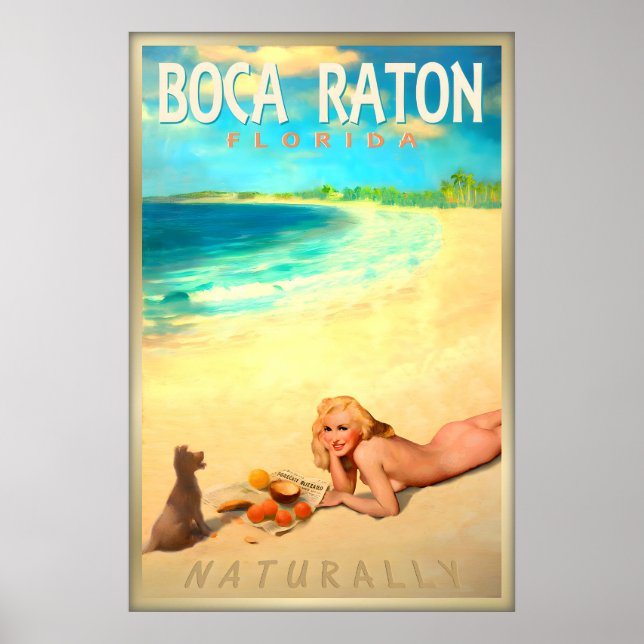 Póster BOCA RATON Florida Naturalmente Marilyn Monroe Pin (Frente)