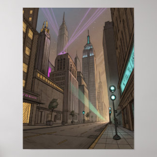 Póster Boceto a mano de un paisaje urbano futurista