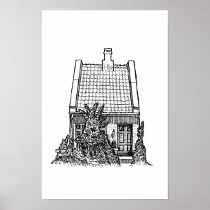 Póster Boceto a tinta negra dibujado a mano de Europa tra